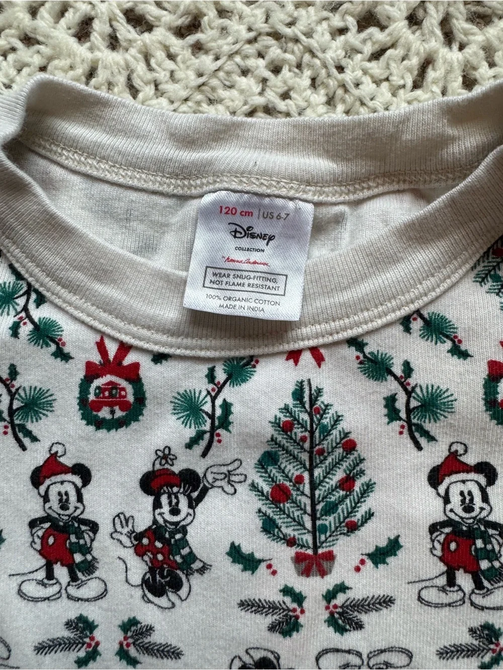 Hanna Andersson Disney Christmas Pajama Set Mickey Size 6/7 Organic Cotton